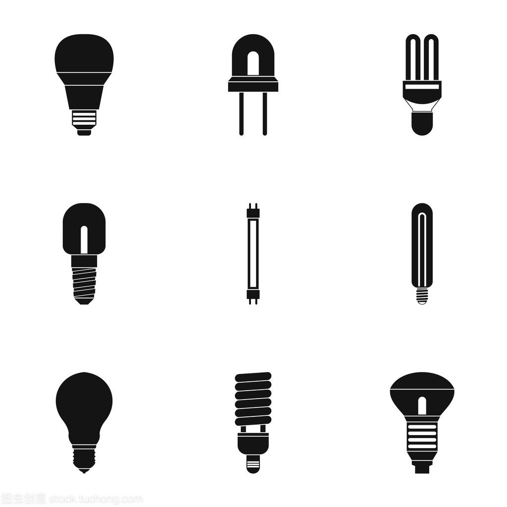 照明的圖標(biāo)集,簡單的樣式